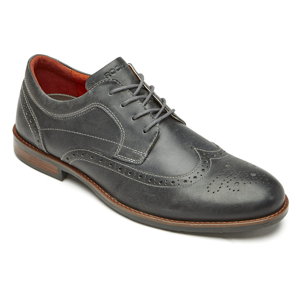 Rockport Singapore Mens Lace Up - Dustyn Wingtip Grey - XA1324750